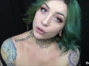 Chubby Tattooed Babe Gives Sloppy Blowjob to Big Dildo While Talking Dirty to you 3/16