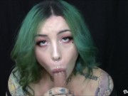 Chubby Tattooed Babe Gives Sloppy Blowjob to Big Dildo While Talking Dirty to you 5/16
