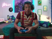 FAKEhub Originals - Horny Latina student needs anal sex from her nerdy black housemate distracted by the Fake Taxi video game 1/16