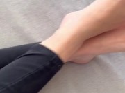 Footjob blowjob Titjob and cum on small tits 13/16