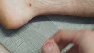 Uncut British Chav Cums On His Dirty Feet