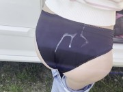 she wanted to stop to pee on the side of a road and i cum on her panties 16/16