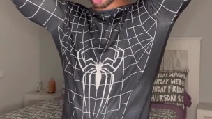 Spiderman boy gym cum without hands, onlyfans guy