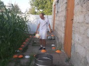 Malvina the cat and I are playing barrel ball 10/16