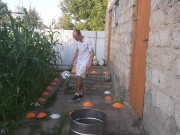 Malvina the cat and I are playing barrel ball 13/16