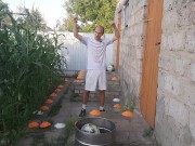 Malvina the cat and I are playing barrel ball 16/16