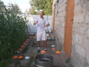 Malvina the cat and I are playing barrel ball 7/16