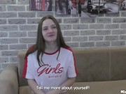 Interview and first sex in life, 18 year old cute student. 2/16