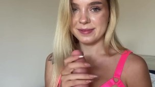cute petite blonde sees such a big cock for the first time
