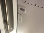 Risky sloppy Handjob and Blowjob in a Public Train - almost caught!