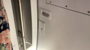 Risky sloppy Handjob and Blowjob in a Public Train - almost caught!