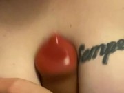 Big fat  dildo between these huge tits 2/16