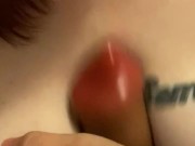 Big fat  dildo between these huge tits 8/16