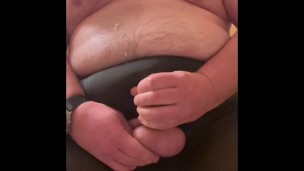 Chubby guy with tiny cock wetting underwear and jacking off