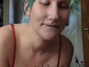 Sexy blonde Milf sucks and plays with my cock! 10/16