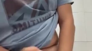 mini masturbation in the bathroom