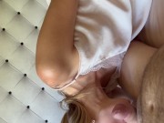 I really like ejaculating on her small tits 10/16