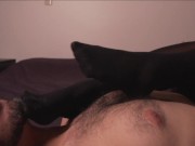 Lick my little feet in black stockings then cover them in cum 5/16