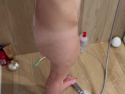 I jerk off watching her in the shower and I cum for the 5th time today on her buttocks 8/16