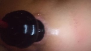 Stretching my hole to the max with inflatable plug