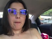 I was super horny in my boyfriend's car, so I masturbated delicious 10/16