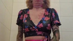 Sissy fuckdoll cums on dildo