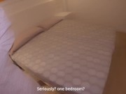 Stepmom and stepson shared bed in hotel and have sex . English subtitles 1/16