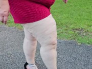 Big ass BBW  SSBBW hijab Milf taking early morning walks, doing stretches & pissing (Big booty)