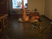 MY MY BEST FRIENDS WIFE STARTED WORKING OUT ENDED WITH HUGE CUMSHOT IN HER FACE 1/16