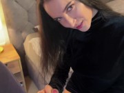 My hot girlfriend diligently sucks a big and hard cock in a corduroy dress. 5/16