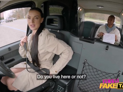 Female Fake Taxi Lady Gang gets a ride on a big black cock in a red thong