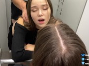 Stuck in an elevator with an excited neighbor. I gave him a blowjob and he fucked me in the pussy 7/16