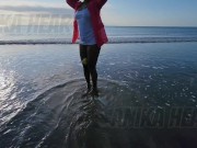 Walking on the BEACH with No PANTY or BRA - FLASHING in PUBLIC