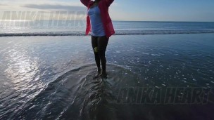 Walking on the BEACH with No PANTY or BRA - FLASHING in PUBLIC