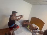 Behind the scenes. While the husband was in the kitchen his wife was fucked by his friend 9/16