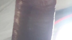 Sexy guy masturbating in a open camping tent - cock close-up