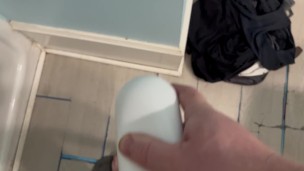 Trash Little Dick Sissy Cums onPocket Pussy
