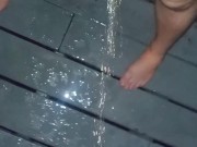 Desperate and horny standing pee outside