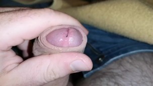 Uncut jerking with precum as lube, massive pulsating cum load