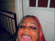 GoldenEbonii Opening Her Mouth Wide To Drink My Piss 💦 1/16