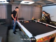 A threesome with two amazing latinas on a pool table 4/16