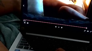 Daddy jerking off to own porn videos