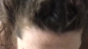 (MALE POV) Chubby Busty Brunette Deepthroats and Swallows