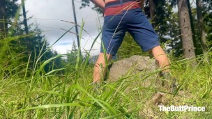 Watch this nature boy sit down on a stone and finger himself