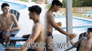 NastyTwinks - Outdoor Shower - Jay Angelo Takes Shower When Jordan ...