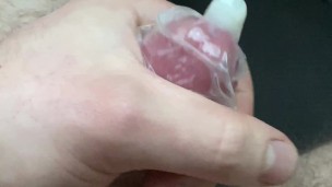 Cumshot in a condom | handjob in the woods