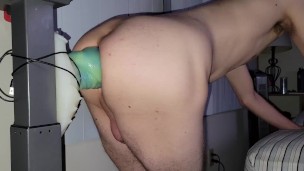 Prolapsing my wrecked asshole on a massive dildo
