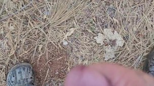 Short jerk and cum in woods