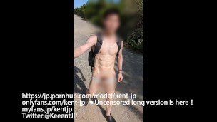 Exhibitionist walking. Walking in swim pants while erecting the cock hard.