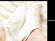 Pussy rubbing under pink panties with cute sneakers and feet teasing! 12/16